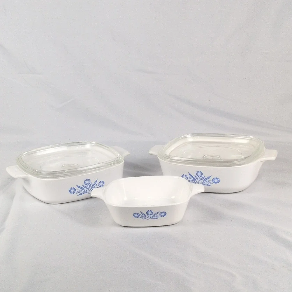 VTG Corning Ware Blue Cornflower Set of 3 - (1) P-41 & (1) P-1-B & (1) A-1-B